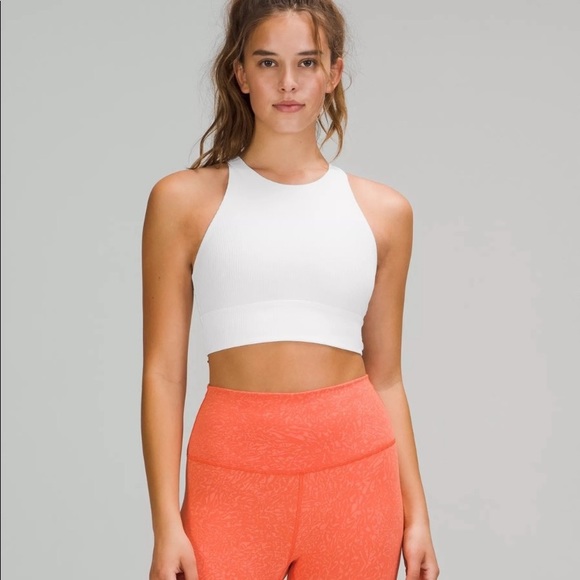 lululemon athletica Other - SOLD Lululemon Energy High-Neck Longline Ribbed Bra Size 4 White